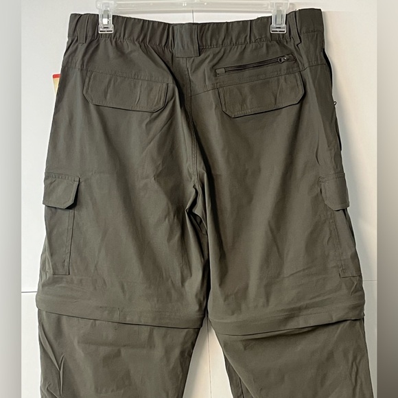 New Men’s Rustic Ridge Dark Iguana Green Convertible Zip-Off Hiking Cargo Pants - Picture 7 of 14